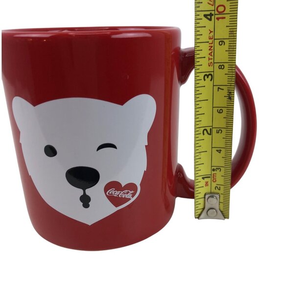 Coca Cola Polar Bear Red White Coffee Mug Cup with Emojis on inside rim 14 oz - Picture 10 of 13
